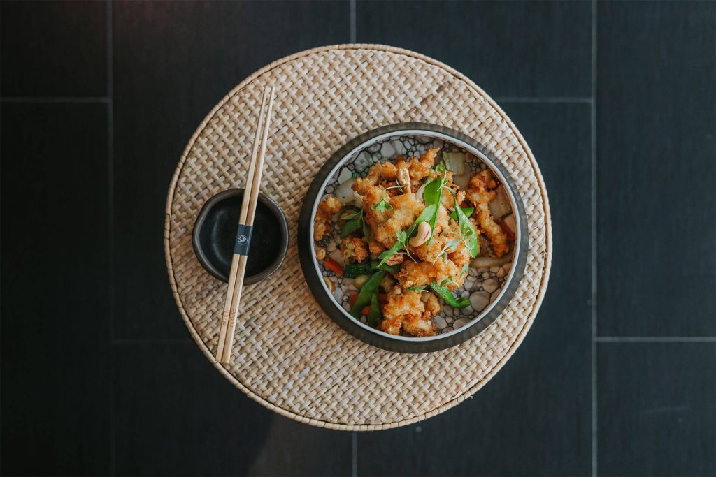Beatiful plated asian dish at akakiko