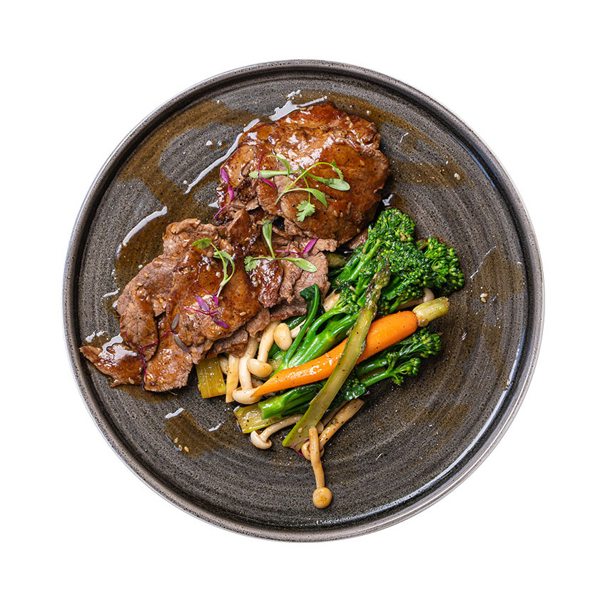 Meat asian dish with side green