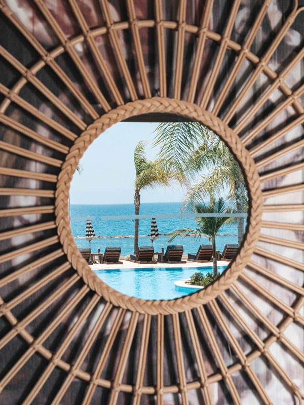pool view through a mirror