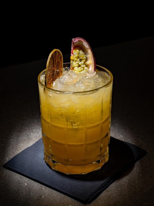 Cocktail with dried fruit toppings