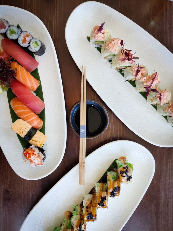 Sushi rolls around soya sauce