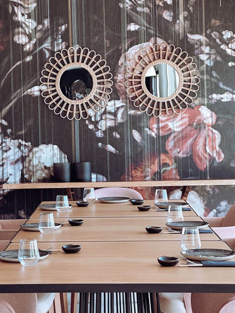 Table prepared for lunch at akakiko