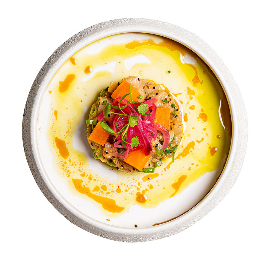 Seabass ceviche dish with asian sauce
